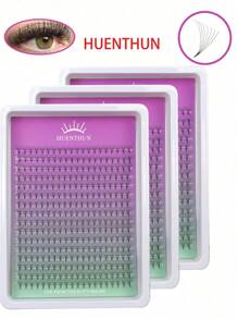 Extensões de Cílios Individuais Pré-Montadas Huenthun, Formato Leque, D Curl, 4D 5D 6D 7D 8D 10D 12D 14D 16D 20D, Haste Pontuda, Falso Mink