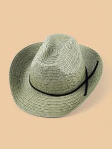 1pc Solid Color Bohemian Casual Straw Jewel Cowboy Beach Hat, Sunscreen, Suitable For All Seasons, Unisex, Versatile For Commuting - Teardrop Hat - View 33