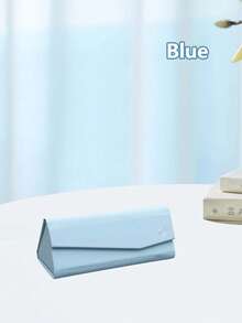 1 件时尚可折叠三角形太阳镜/眼镜盒，简约便携式抗压皮革眼镜盒