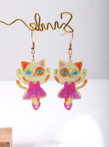Funny Cute Statement Dancing Cat Drop Dangle Earrings For Women, Girls, Summer, Winter, Vacation, Holiday, Beach Party, Gift For Her, Couple Gift