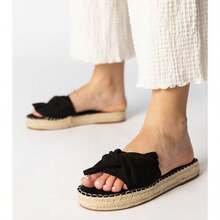 Czarne Klapki Espadryle Z Kokardką Luvis - Black - View 5