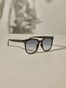 优雅方形塑料时尚太阳镜，单只装，沙滩太阳镜，女士沙滩配饰，太阳镜，太阳镜，遮光镜，圣诞节冬季圣诞礼物 - 黑色 - 查看 1