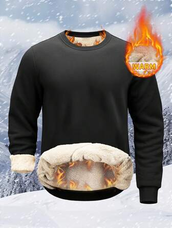 Sudadera de hombre cálida, con forro térmico grueso, corte holgado, adecuada para el uso diario, uso casual, deportes al aire libre, con capucha de cuello redondo y manga larga, otoño/invierno