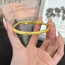 1pc 18K Gold Plated Meteor Shower Adjustable Bangle Bracelet, Elegant Daily Casual Wear For Women, Fashion High-End Solid Circle Bracelet For Girlfriend, Wife, Mother, Wedding Gift