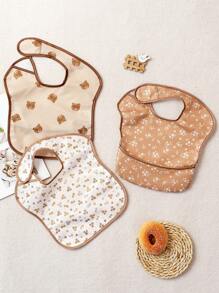 3 Packs Waterproof Baby Bibs For Eating - Lightweight Toddler Feeding Bibs With Large Food Catcher, Mess Proof, Baby Eating Essentials, Easy To Put On & Clean