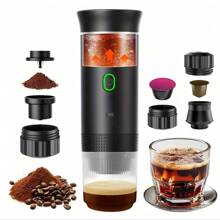 Machine à Café Portable 3-en-1 - 72W Électrique, Batterie 2500 mAh USB-C, Prépare des Cafés Chauds/Froids en 30s, Idéal Bureau, Camping & Voiture