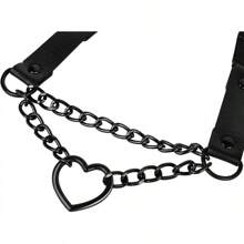 2PCs Adjustable Leg Garter With Chains, Elastic Heart Thigh Garters Belt For Women