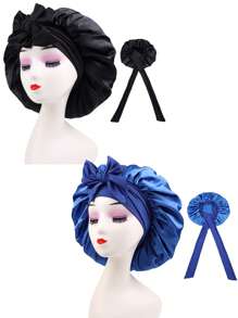 3/2/1pc Silk Bonnet For Sleeping Women ,Luxurious Satin Silky Bonnet With Adjustable Tie,Hair Accessories For Women,Head Scarf For Women's Hair,Hair Care, And Shower Luxurious Satin & Silk Bonnet For Sleeping - Adjustable Comfort Fit With Tie Band - Unisex Night Hair Protection For Men & Women