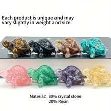 1 pièce Statue de tortue en cristal naturel, pierre de Reiki, figurine de tortue, amulette, sculpture Feng Shui pour la décoration de la maison et du bureau