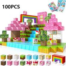 100pcs Princess Castle Theme Magnetic Building Block Set, Creative Pink Castle STEM Learning Toys For Kids, Suitable For Parent-Child Interactive Games, Perfect Gifts For Girls - Multicolor - View 14