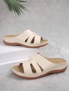 Nuevas zapatillas de plataforma con cuña y diseño bordado y recortado para mujer, de talla grande 43, estilo vintage casual para verano - Multicolor - Ver 6