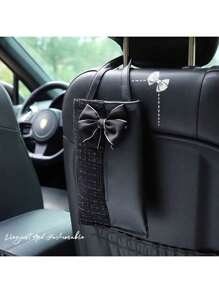 1pc Car Leather Car Seat Suspension Tissue Box Bow Universal Tissue Decoration Hanging Bag