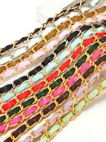 热销皮革链条肩带、夏季包包配件DIY肩带、手机挂绳（无彩色垫，配透明垫） - 彩色 - 查看 4