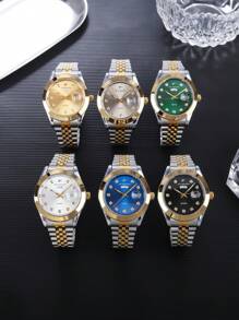 RICECGO RICECGO 1 pieza Reloj de cuarzo clásico para hombre - Estilo de negocio, esfera circular, pantalla de calendario dual, correa de acero inoxidable, movimiento de cuarzo, adecuado para uso diario, regalo ideal para cumpleaños u ocasiones especiales, regalo del Día del Padre