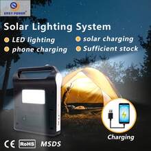 太阳能移动电源太阳能发电系统套件，带 LED 手电筒和太阳能电池板，可给手机充电，非常适合家庭、户外、庭院、野餐和房车使用