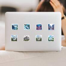 50 piezas Nuevas calcomanías de la serie de arquitectura en acuarela, calcomanías estéticas de vinilo para manualidades, diario, parachoques, monopatín, botella de agua, dibujos animados, casco de , automóvil y talla grande