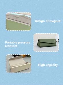 1 件时尚可折叠三角形太阳镜/眼镜盒，简约便携式抗压皮革眼镜盒