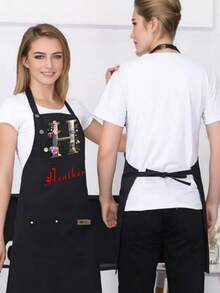 1 件定制花卉图案围裙，透气农舍风格可爱成人工作服，适用于厨房、夏季、厨房、浴室、家庭、供应商、母亲节礼物、父亲节礼物、职业礼物、情人节礼物