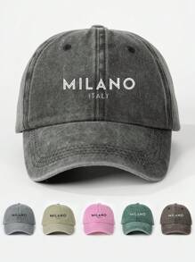 1 pièce Casquette de baseball brodée Milano pour femmes, chapeau décontracté réglable avec protection contre le soleil pour l'extérieur, les voyages, la plage, les vacances, également adapté pour les hommes, style Y2K