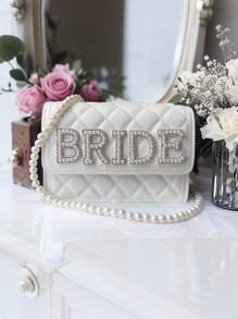 1PC Pearl Bride Clutch Bag Bridal Shower Wedding Engagement Honeymoon Trip Bachelorette Hen Party Decoration Wifey Mrs Gift Present