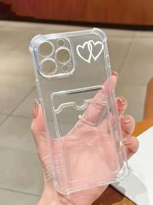 1pc Cushioned Anti-Fall Heart Pattern Mobile Phone Case, Compatible With Apple 16/16E/15/15Pro/15Promax/14/14Promax/13/11/XR Protective Soft Cover