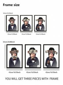 1/3Pcs, Optional Frame, Monkey Canvas Wall Art Deco, Classic, Modern Styles - Animal Theme Ink Art Prints - Indoor & Outdoor Use, Home Office, Living Room, Bedroom, Bathroom, Restaurant Decor - Spring & Summer Seasonal