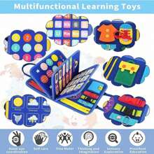 1PC Busy Board For Toddlers, Montessori Toys For 3 4 5 6 Year Old, 8 In 1 Busy Book, Sensory Toys, Basic Dress Motor Skills Educational Activities, Toddler Travel Learning Toys, Gifts For Boys And Girls