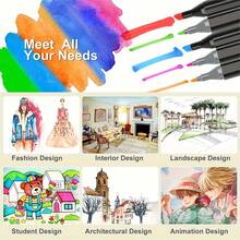 [Dual Tip Markers] 80/60/48/24pcs Dual Tip Markers | For Adult Coloring Books, School, Fine And Brush Tip | No Bleeding, Calligraphy, Drawing, Sketching