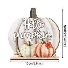 1 pièce Décoration pour table en bois à étages avec message "Hello Pumpkin" pour l'automne, décoration rustique d'automne, signe de récolte de citrouille pour la fête de l'action de grâce sur la table (sans le plateau)