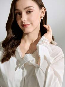 1 par de pendientes de perla falsa y cristal blanco con diseño sencillo y personalizado, elegantes y hermosos, para mujer, joyería, regalo de Navidad e invierno