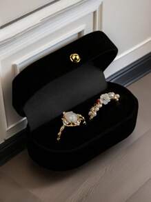 Luxury Double Slot Engagement Ring Box - Octagon Velvet/Acrylic Jewelry Case For Wedding Proposals, Valentines Gift, Ceremony Display & Home Storage For Women Storage Organizer Travel Essentials Father Gift Back To School