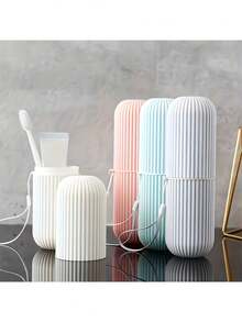 1 件牙刷盒架盖浴室配件户外旅行牙刷牙膏收纳盒防尘整理盒旅行必需品学校返校学校用品假日露营假日必需品假期迷你夏季