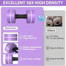 Water Weights Aquatic Exercise Dumbbells Water Dumbbell Aerobics Workouts Set Of 2 EVA Foam Pool Weights Dumbbells Set Aqua Fitness Barbells Equipment For Water Aerobics Weight Loss - 紫色 - 查看 4