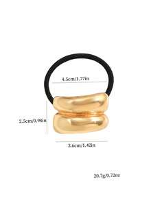 2pcs/1pc Metal Geometric Elastic Hair Hoops, Charming Dark Style, Luxury Women Ponytail Hair Ties Head Accessories - Multicolor - View 6