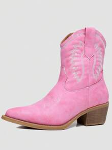 Globalwin Women's Cowboy Boots Chic Pointed Toe Cowgirl Boots Country Concert Outfits Western Boots Fall Boots Halloween Season - Hồng - Xem 1