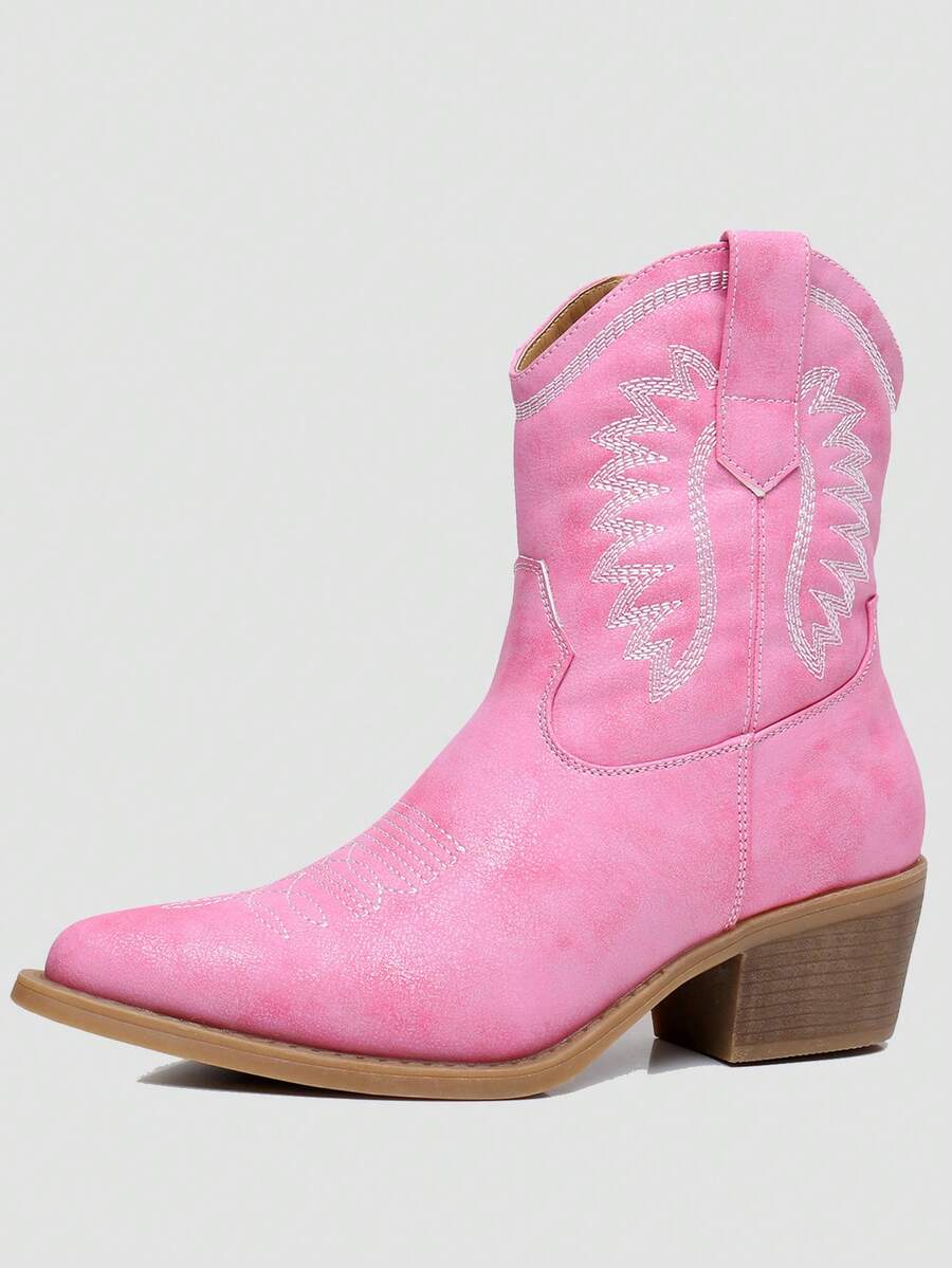 Globalwin Women's Cowboy Boots Chic Pointed Toe Cowgirl Boots Country Concert Outfits Western Boots Fall Boots Halloween Season - Hồng - Xem 1