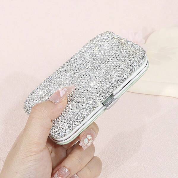 7pcs Luxury Rhinestone Nail Clippers Set, Unisex Nail Scissors, Ear Pick, Manicure Tool Kit