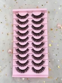 10 Pairs D Curl Russian Strip False Eyelashes Natural Look Fluffy Faux Mink Lashes Volume Wispy Long Foxy Eye Lifting Look Fake Eyelashes Strip Lashes,Lashes,Eyelashes,Fake Lashes - Criss Cross lashes - View 2