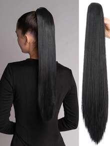 合成长直爪夹马尾接发片耐热马尾发片女士日常节日使用 - 彩色 - 查看 4