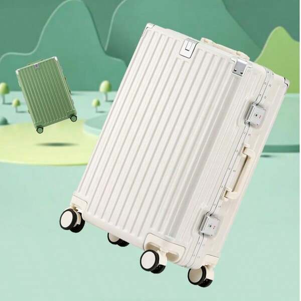 Mala de grande capacidade + gancho + rodas 360° + estrutura de liga de alumínio, mala com carrinho para negócios, escola, homens e mulheres, bom presente, bolsa de viagem com itens essenciais para a escola, acessórios escolares, material escolar