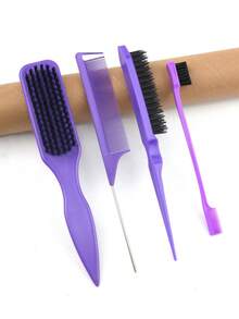 4 件套边缘控制发刷梳子套装、双面刷和梳子（用于边缘）、精密鼠尾梳、小型牙刷式梳子、专业沙龙美发工具（适用于假发、马尾辫、辫子、自然头发、后梳发型、软边刷、返校、旅行度假必需品、女士发饰、刷子、发刷、边缘刷、刷头发、发梳、梳头发、顺发刷、球刷、迷你发刷、发刷套装、木梳、发刷、刷子、梳子、后梳、发刷、边缘刷、刷头发、发梳、发刷套装、梳头发、迷你发刷、顺发刷、发刷、头发、配饰、美发产品、美发工具、美发用品、护发、卷发刷、理发师、理发配件、美发设备、旅行必需品、旅行必需品、发型、美发 - 彩色 - 查看 4