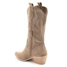 Giày bốt cao bồi Camel dành cho nữ có gót - Phong cách cao bồi sang trọng có đính đá - Màu Khaki - Xem 5