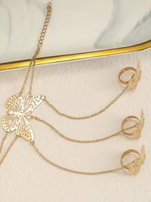1pc Hollow Butterfly Decor Finger Bracelet, Fashionable European Style Suitable For Holidays, Parties And Casual Wear