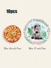 10pcs Disposable Cartoon Animal Series Pattern Paper Tray, Suitable For Business Receptions, Family Gatherings, Themed Party Supplies, Disposable Paper Tray, Party Paper Tray. Party Gifts, Bridal Showers, Restaurant Decorations - Multicolor - View 18