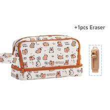 Cartoon Pencil Bag Pen Case Capybara Happy Dog 3 Compartments Multi Mesh Slots Storage Pouch For Stationery School Student,Back To School,School Supplies,Pencil Case,Pencil Pouch,School Bag - Multicolor - View 16