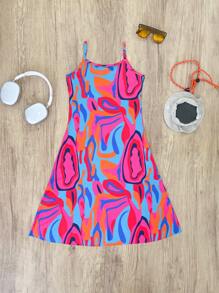 1 pièce Robe débardeur décontractée et confortable pour filles, convient pour les fêtes, les loisirs, les vacances et les sorties en été