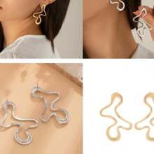 1 pièce Boucles d'oreilles géométriques texturées asymétriques exagérées