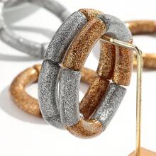1pc Fashionable Acrylic Expandable Bangle Bracelet With Shiny Metallic Glitter, Suitable For Women Daily Wear And As Gifts - Gold and Silver Powder Curved Tube Bracelet - View 9