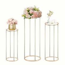 Party Cylinder Stand - Party Cylinder Base Stand, Cake Cylinder Stand With Acrylic Panel, Suitable For Table Wedding Centerpieces, Birthday Party Backdrop Decorations - Gold - View 2