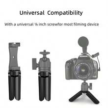 适用于 Pocket 2/3、Action 2/3/4、OM 6/5/4、OSMO Mobile 3 的紧凑型桌面三脚架 - 轻质铝合金和 ABS 稳定器云台、迷你、拍照手机、桌面